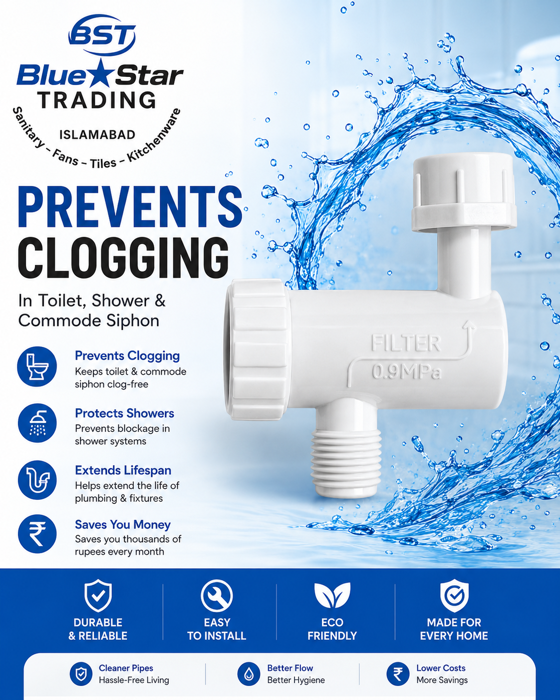 Anti-Clog Water Inlet Filter for Toilet, Shower & Commode Siphon